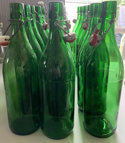 Green glass bottles - x, 1