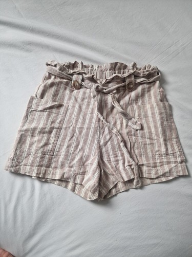 Beige brown summer shorts tie - brown,