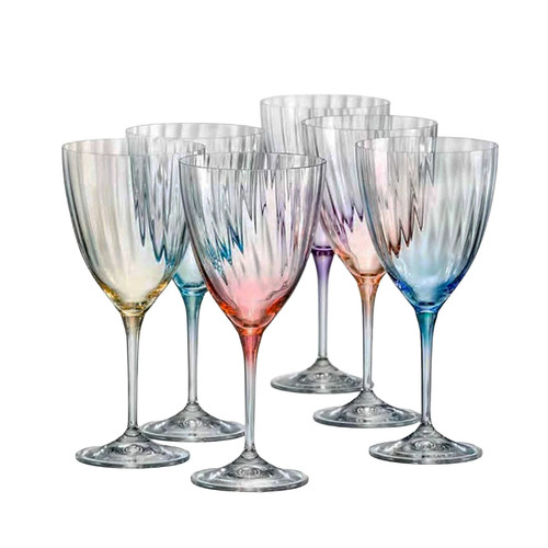 Wine glass set colourful - glass, 6
