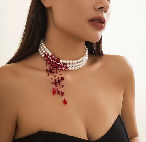 Women gothic pearl - gothic, tassel