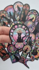 20 x GOTHIC BLACK CATS Stickers Tarot Mystic Stained Glass Laptop Phone Luggage