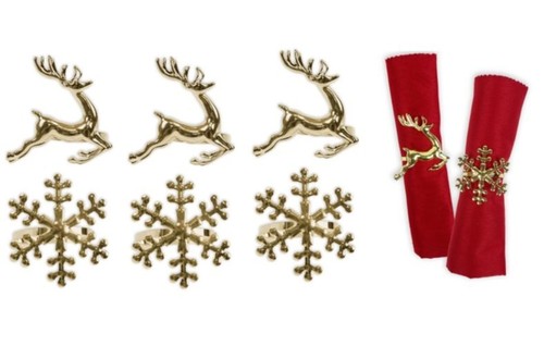 Gold christmas napkin rings - 6,