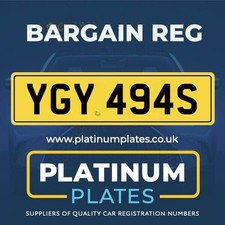 Personalised Number Plate, Cherished Registration Number, YGY 494S
