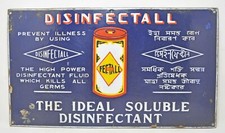 Vintage Enamel Porcelain Ad Sign Disinfectall Solution Original Old Nice Colors