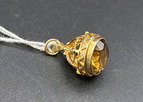 9ct yellow gold round - round, citrine
