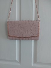 Ted Baker Leather Bree Cut Out Bow Evening/party Clutch Bag pink. Rose gold .