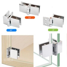 2/4Pcs Silver Bathroom Shower Glass Door Hinges Cabinet Hardware Clamp Hinge Set