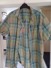 Mens Sainsbury TU Summer Smart Casual Short Sleeve Shirt Green Check Size L