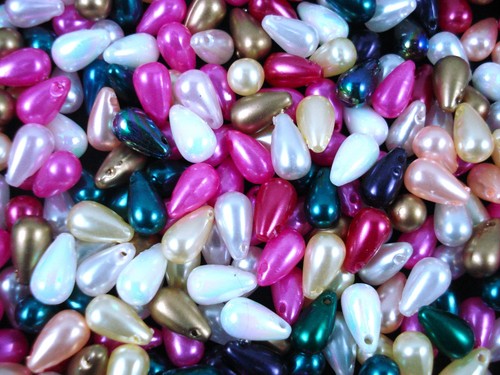 Beads plastic teardrop mix 25g - plastic,