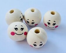 Wooden Doll Head Beads, 5