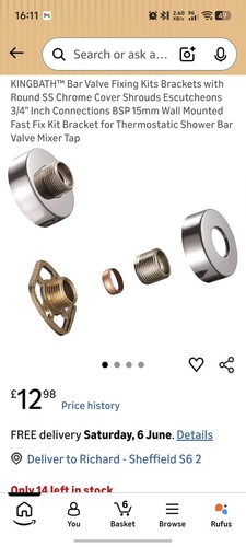 Chrome round shower - bar, valve