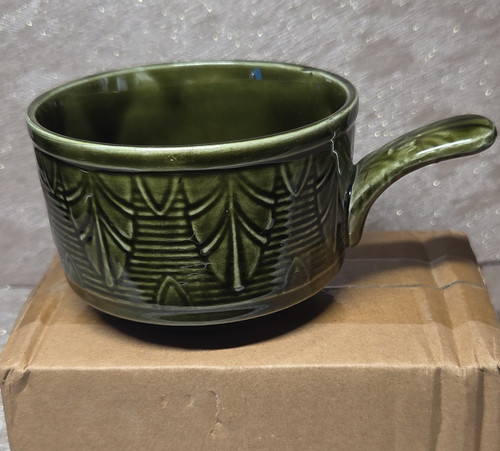 Green ceramic handled mug - green,