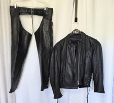 Vintage Interstate Leather Genuine Leather Jacket & Chaps Set – XL/L