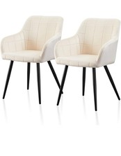 Velvet Dining Chairs Set of 2, Cream