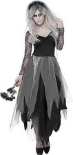 Adult Ladies Gothic Graveyard Bride Dead Zombie Fancy Dress Carnival Costume UK