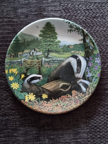 Badger family decorative plate - badger,