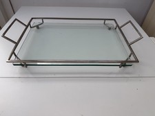 Vintage Tray Cocktail Decanter Drinks Bar Art Deco  Chrome Glass approx 32x23cm