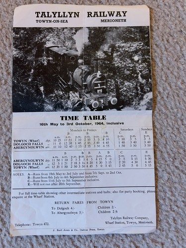 Talyllyn railway timetable