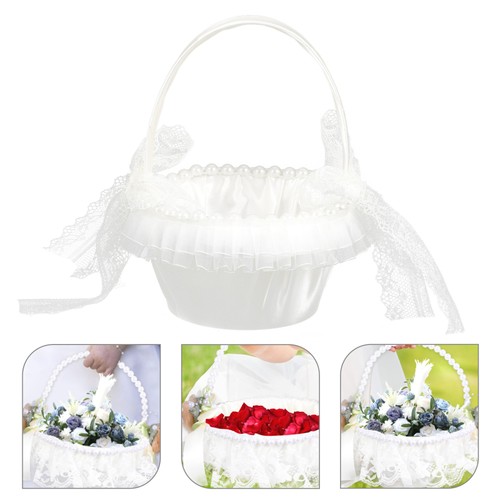 Lace satin flower basket - lace, with