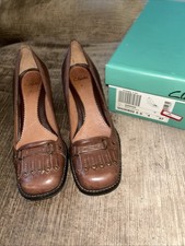 Clark’s Ladies Brown Leather Shoes Size 4 Donovan Vintage Brown Leather Tassels