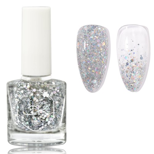 Glitter nail polish silver - polish,