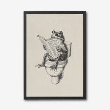 Retro Frog on Toilet Print |