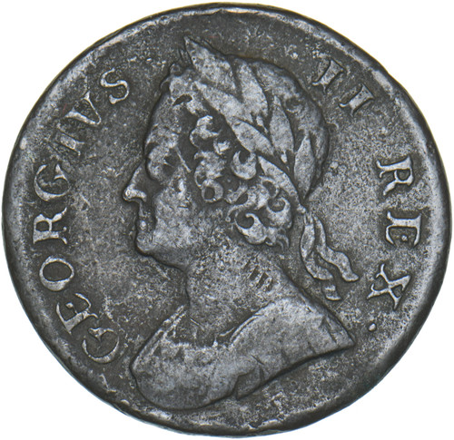 1754 halfpenny george ii - -,
