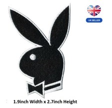 Playboy Bunny Black & White Embroidered Iron Sew on Patch Badge Logo 