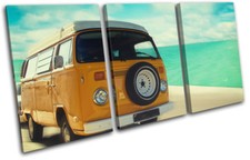Camper Van Seaside  Transportation TREBLE CANVAS WALL ART Picture Print