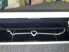 Warren James Heart Design Bracelet Silver Tone Finish with Swarovski Stones