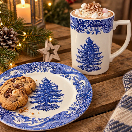 Spode blue white christmas - blue, &