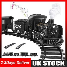Electric Large Classic Train Track Carriages Set w Sounds & Lights Kids Toy Gift