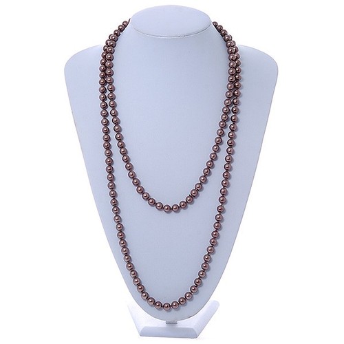 Coffee brown glass bead long - brown,
