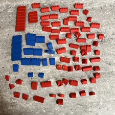 Vintage 1960s 70's LEGO System Roof Tiles Steep Slope red blue