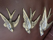 Vintage Set Of 3 Brass Flying Swallow or Swift Wall Plaques Bird Wall Decoration