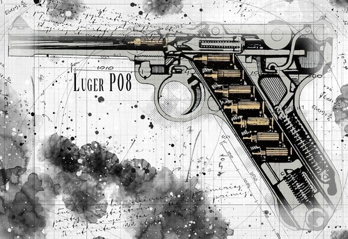 Line tech drawing luger p08 - tech,