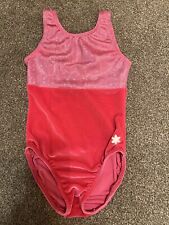 Pink Sleeveless Leotard With Shiny Effect Top & Velvet Bottom, Childs Medium
