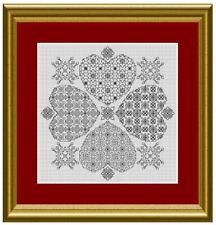 Blackwork Embroidery Kit   -  Hearts in Clover