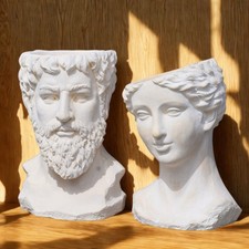 Male female bust planter set - male,