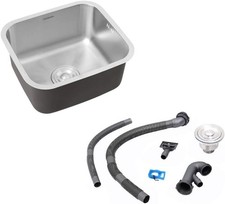 Kitchen Sink Single Bowl Small Stainless Steel downpipe Kit Silencer Pad Home