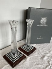 Waterford Crystal George Washington Candlestick Bases Large Pair Boxed 27.8 cm H