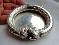 PERSIAN / EGPYTIAN SOLID SILVER BANGLE CONVERTED JEWELLERY DISH HEAVY 110 GRAMS