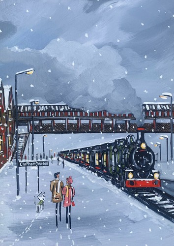 Print clapham steam train - clapham,