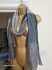 M&S PER UNA SCARF ITALIAN VISCOSE GREY METALIC SHINY CRINKLE 2 TONE pashmina