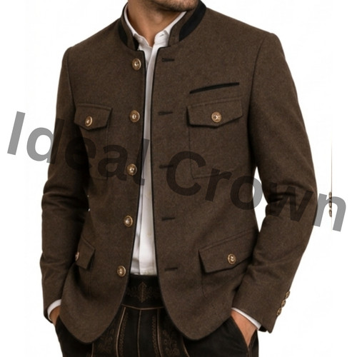 Men brown wool - brown,