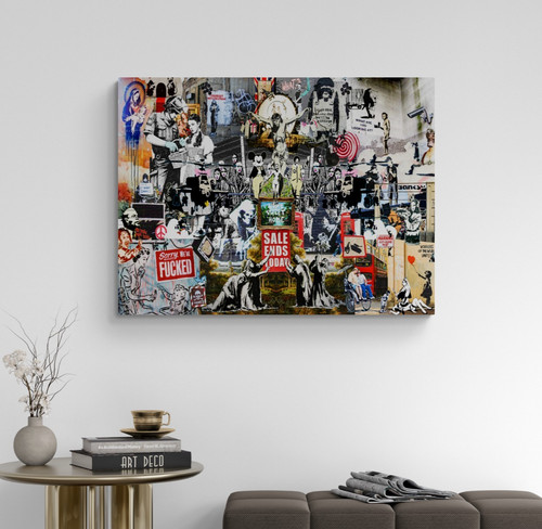 Banksy graffiti collage - graffiti, canvas