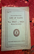 RARE ILLUSTRATED 1920'S PARTS LIST SINGER SEWING MACHINES NOS 99 K29 TO 99 K31