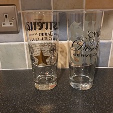 2x Estrella Damm Lager Pint Glasses Barcelona