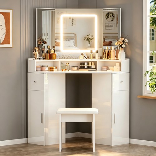 Corner dressing table - dressing, w/led