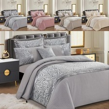 Luxury 3 Piece Damask Infinity Duvet Cover Double King Size Bedding Set